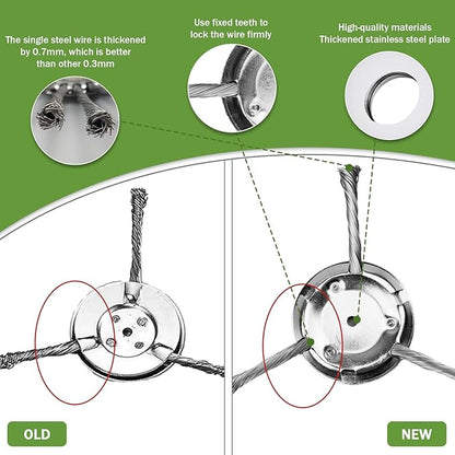 Steel Wire Grass Trimmer Head, Upgrade Bold 2.3 Times Prevent Breaking Steel Wire Weed Eater Head, for Low-Power Lithium Battery Weed Trimmers, 6 Inch Wire Weed Trimmer Head（Low Power 3 Blade）