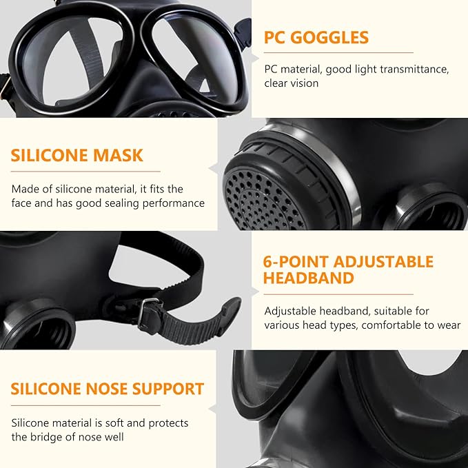 Full Face Respirator Mask - Gas Masks Survival Nuclear and Chemical for Asbestos, Fume, Resin, Dust and Chemical