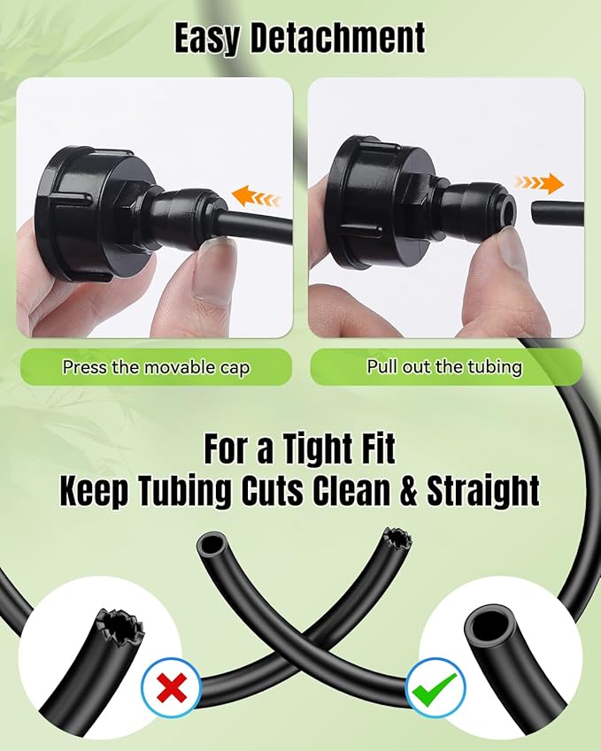 Pawfly 10 Pcs 3/4" to 1/4" Drip Irrigation Faucet Adapters, Quick Connect 3/4" FHT Faucet to 1/4" Tubing Connectors, Push-to-Fit Garden Hose Adapters, Anti-Leak Drip Irrigation Hose Connectors