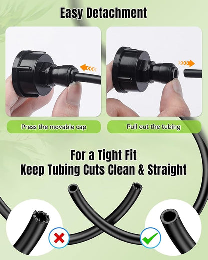 Pawfly 10 Pcs 3/4" to 1/4" Drip Irrigation Faucet Adapters, Quick Connect 3/4" FHT Faucet to 1/4" Tubing Connectors, Push-to-Fit Garden Hose Adapters, Anti-Leak Drip Irrigation Hose Connectors