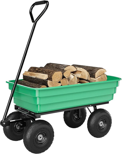 All-Terrain Garden Dump Cart with Removable Bed | 1200Lb Heavy Duty Utility Wagon for Yard Work | 180° Pivoting Handle for Easy Control | Hauls Soil, Plants, Tools with Ease