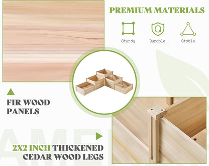 SPECRAFT Raised Garden Bed 3-Tier Outdoor Planter Box, Fir Wood with Dividers, Shape Adjustable, Tool-Free Assembly, Ideal for Growing Vegetables, Herbs & Flowers