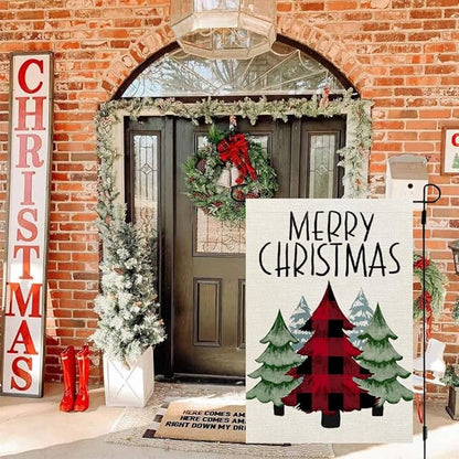 CROWNED BEAUTY Christmas Trees Garden Flag 12x18 Inch Double Sided Small Holiday Yard Decoration for Outside