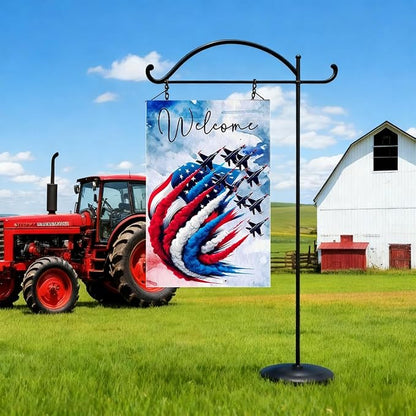 Patriotic Garden Flag 12x18 Inch Double Sided Outside, USA 4th of July Memorial Day Independence Day Watercolor Yard Outdoor Decoration(Fighter jet)