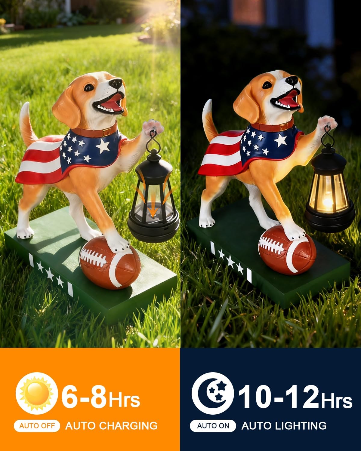 Solar Dog Statues Outdoor Decor with Lantern - Unique Beagle Puppy Home Decor Figurine for Garden, Patio, Yard - Idea Gifts for Women Mom