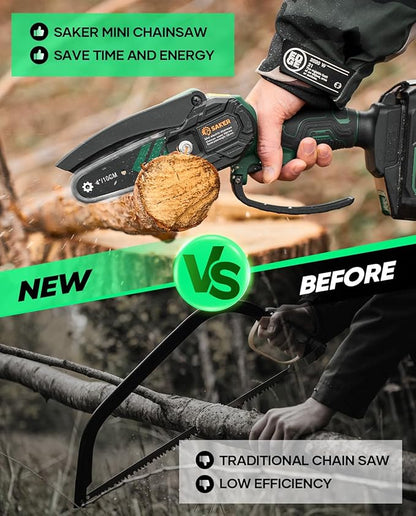 Saker Mini Chainsaw,2025 New Upgrade Electric Chainsaws,Portable Chain Saw Cordless Battery Powered,Small Handheld Chain Saws Pruning Shears Saw for Wood Tree Branches,Courtyard and Garden