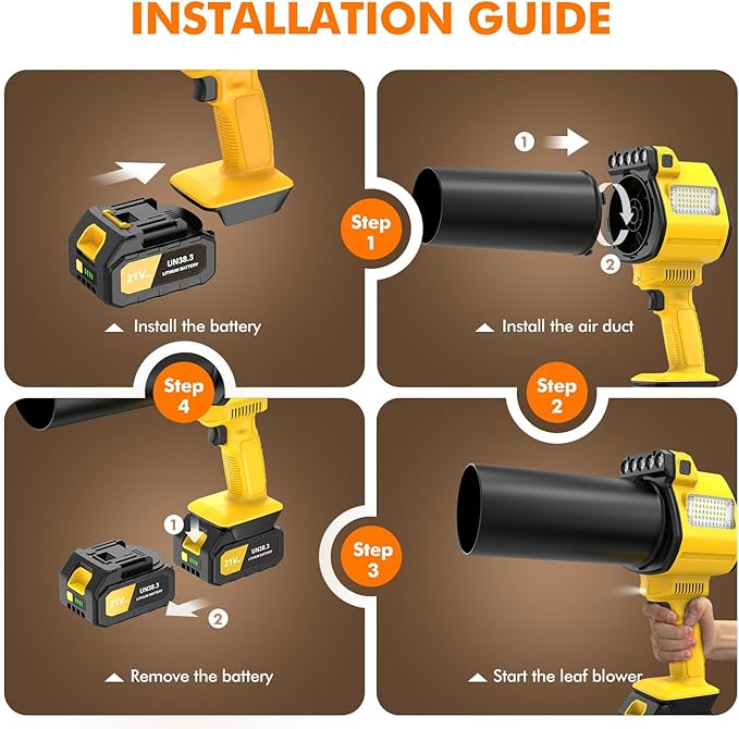 OGERY Leaf Blower Cordless with Lights, 21V Powerful Brushless Electric Leaf Blowers with 2 x 3.0Ah Batteries & Charger, 700CFM 900G Wind Pressure Handheld Blower for Lawn Care Yard Garden, Yellow