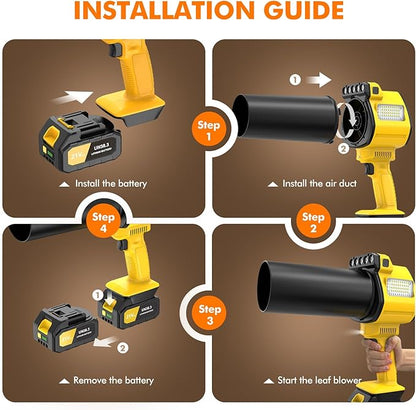OGERY Leaf Blower Cordless with Lights, 21V Powerful Brushless Electric Leaf Blowers with 2 x 3.0Ah Batteries & Charger, 700CFM 900G Wind Pressure Handheld Blower for Lawn Care Yard Garden, Yellow