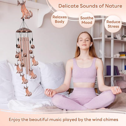 German Shepherd Wind Chimes for Outside, Memorial Decor for Women, Men - Dog Lover Chimes for Patio, Garden