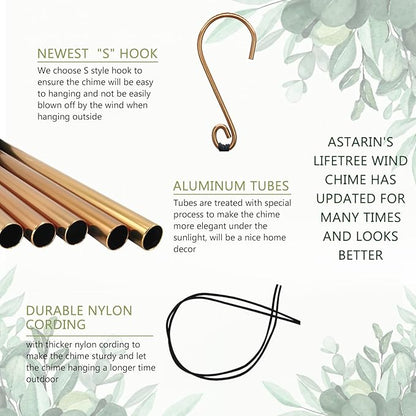 Gifts for Mom & Grandma - Outdoor Wind Chimes with Engraved Tree of Life, Large Patio Hanging Decor for Garden, Yard, Christmas, Anniversary Celebrations