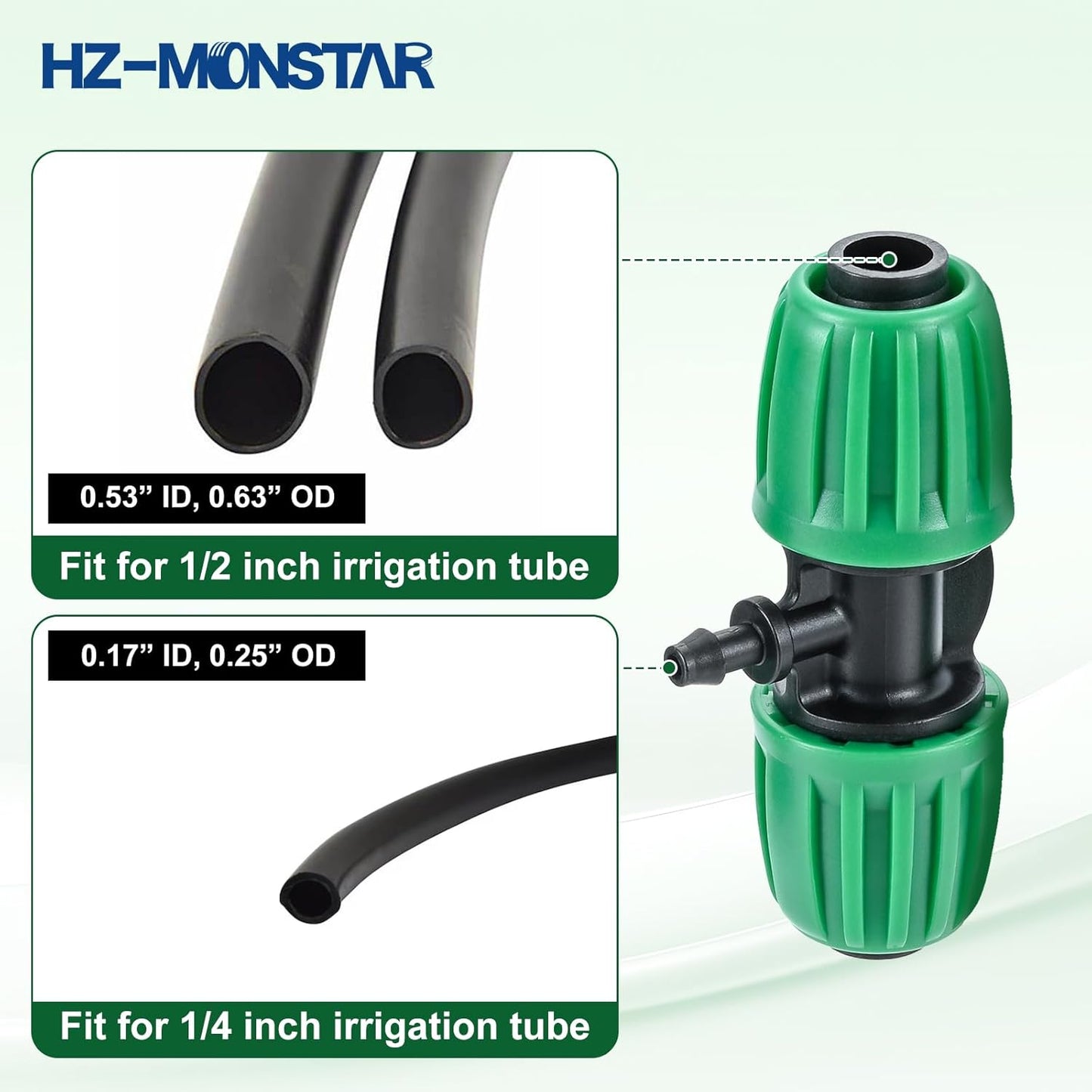 1/2 to 1/4 Drip Irrigation Fittings, 12Pcs Barbed Tee 1/2" Drip Irrigation Tubing (1/2" ID x0.6-0.63" OD) 16mm to 1/4" Irrigation Tube Fitting Twist Locked 3 Way Connectors