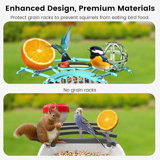 Smart Bird Feeder with Camera, AI Identify Birds Species Solar Powered, 2K HD Video Bird House with Camera, Instant Arrival Alerts, Waterproof Squirrel Proof, Gift for BirdLovers, 2.4GHz WiFi, Blue