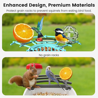 Smart Bird Feeder with Camera, AI Identify Birds Species Solar Powered, 2K HD Video Bird House with Camera, Instant Arrival Alerts, Waterproof Squirrel Proof, Gift for BirdLovers, 2.4GHz WiFi, Blue
