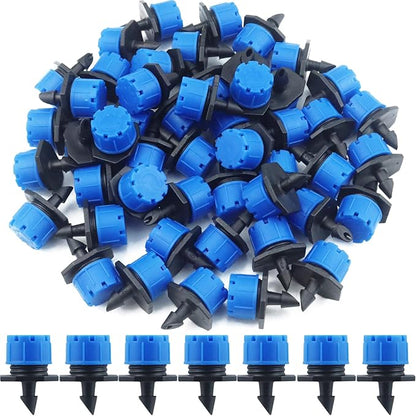 150 Pcs Adjustable Micro Drip Irrigation Sprinklers 1/4 Inch Universal 8-Hole Flow Dripper Garden Irrigation Nozzles for 4mm/7mm Tube Watering System (Blue)