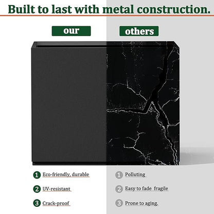 Large Rectangle Planter Metal Black Planter Box with a Drainage Hole and a Removable Divider Indoor Outdoor Porch Pots for Tall Plants, Trees, Flowers 37.99"x 15" x 16.26" Black