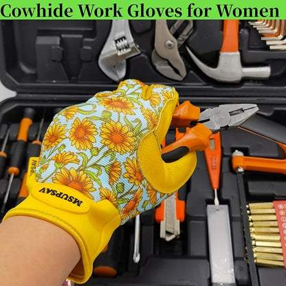 Thorn Proof&Puncture Resistant Gardening Gloves with Grip,Garden Gloves for Women, Leather Work Gloves,Gifts