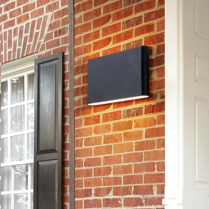 Modern Outdoor Wall Sconce Black LED Outdoor Wall Light Fixtures 5.5" Up and Down Exterior Lighting Fixtures for House Porch Front Door Garage Yard Patio