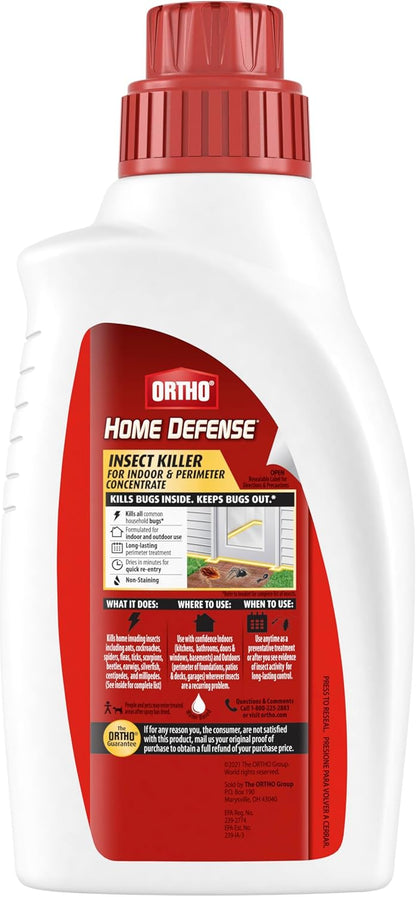 Ortho Home Defense Insect Killer for Indoor and Perimeter Concentrate, Kills Ants, Cockroaches and Spiders, 32 oz.