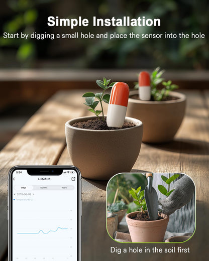 Lumary WiFi Moisture/Temperature ℃ Soil Meter, Work with Lumary Smart Water Timer, No Need Hub, App Monitor, Wireless Hygrometer Sensor for Outdoor IP67, Push Notification Lawn Greenhouse