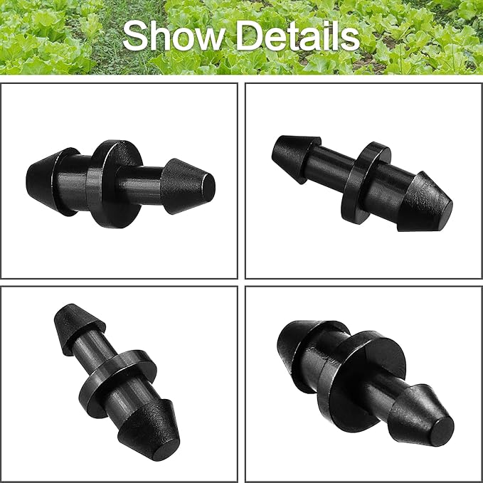 1/4" Drip Irrigation End Plug Fittings, 60 Pieces Drip Barbed End Cap Connectors for 1/4 Inch Irrigation Tubing, Drip Line Goof Plugs for Garden Lawn Systems