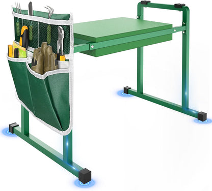 Garden Kneelers Seat, Stable and Save Anti-Tipping Design 10.2" Wider Garden Kneeler and Seat with Handle, Heavy Duty Gardening Stool for Seniors, Gardening Weeding Bench for Gardeners Parents - Green
