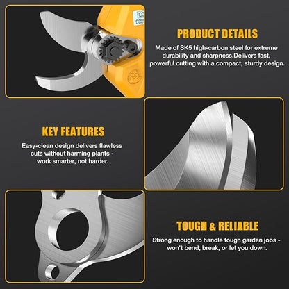Pruning Shears for Dewalt 20V Battery – Electric Pruning Shears for Gardening, SK5 High-Carbon Steel Blade, 0.8-1.5" Cutting Capacity, LCD Display (Tool Only, No Battery)