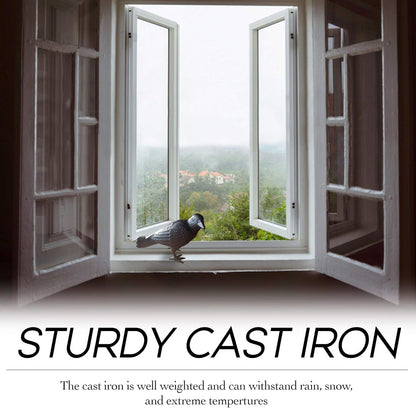 NACH Cast Iron Crow Statue, Head to Side Raven, Large Garden Statues, Crow Garden Sculpture, Bird Figurines Home Decor, Crow Decor, Raven Decor, Black Bird Statue, 4 x 11 x 6.5 inches, JS-90-7115