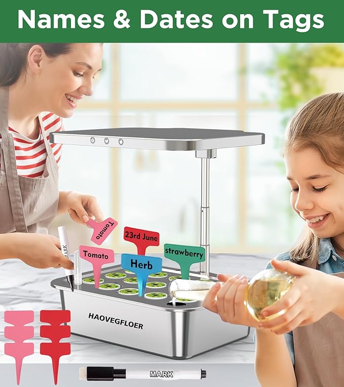 216 pcs Seed Pods Kit for Aerogarden, Grow Sponges for Hydroponics Growing System, Grow Pods for Aerogarden Kit with 100 Hydroponic Grow Sponges, 100 Pod Labels, 15 Tags, 1 Pen, Packaging May Vary