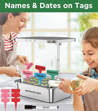 216 pcs Seed Pods Kit for Aerogarden, Grow Sponges for Hydroponics Growing System, Grow Pods for Aerogarden Kit with 100 Hydroponic Grow Sponges, 100 Pod Labels, 15 Plant Tags, 1 Mark Pen, Blue