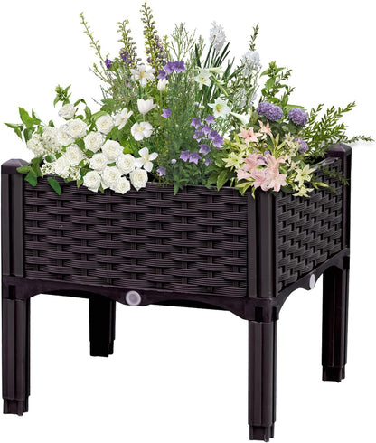 Raised Garden Bed with Legs, Large Planter Box Raised Garden Beds Outdoor, Rectangular Elevated Planter Box for Gardening Vegetables, Flowers, Fruits and Plants, 15.7"(L) x 15.7"(W) x 14.5"(H)