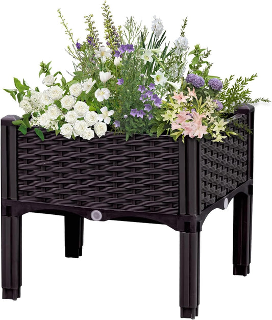 Raised Garden Bed with Legs, Large Planter Box Raised Garden Beds Outdoor, Rectangular Elevated Planter Box for Gardening Vegetables, Flowers, Fruits and Plants, 15.7"(L) x 15.7"(W) x 14.5"(H)