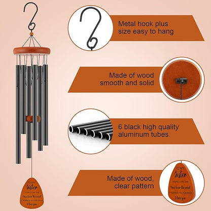 Sister Birthday Gifts, Sister Gifts for Birthday, Mothers Day, Thanksgiving, Christmas, 32 Inch Wind Chimes Gift for Home Decor