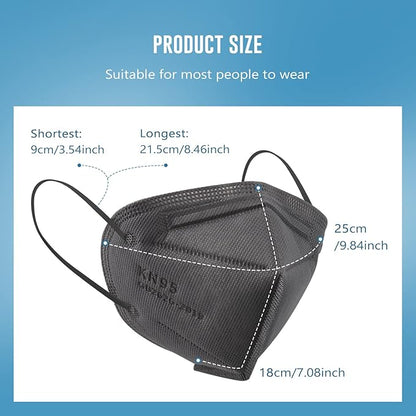 WWDOLL KN95 Face Mask 25 Pack, 5-Layers Breathable KN95 Masks, Gray