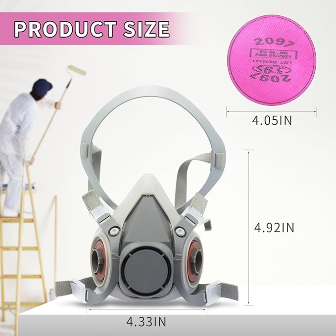 Reusable Respirator Mask - Respirator Mask with Filters, Dust Mask for Spray Paint Chemicals Epoxy Resin