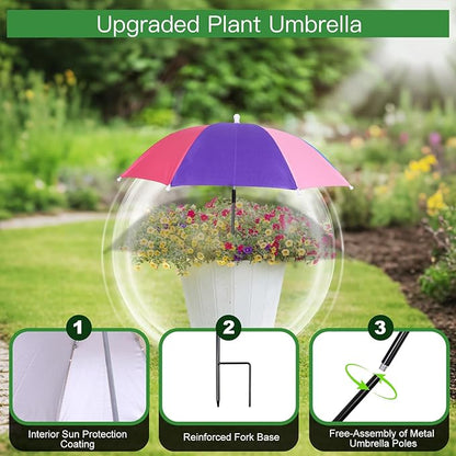 Plant Umbrellas for Outdoor Plants, 4 Pack Plant Shade Umbrella with Adjustable Height, Sun Protection Shade Cloth for Potted Plants, Flowers & Garden Beds, Patio Balcony Lawn