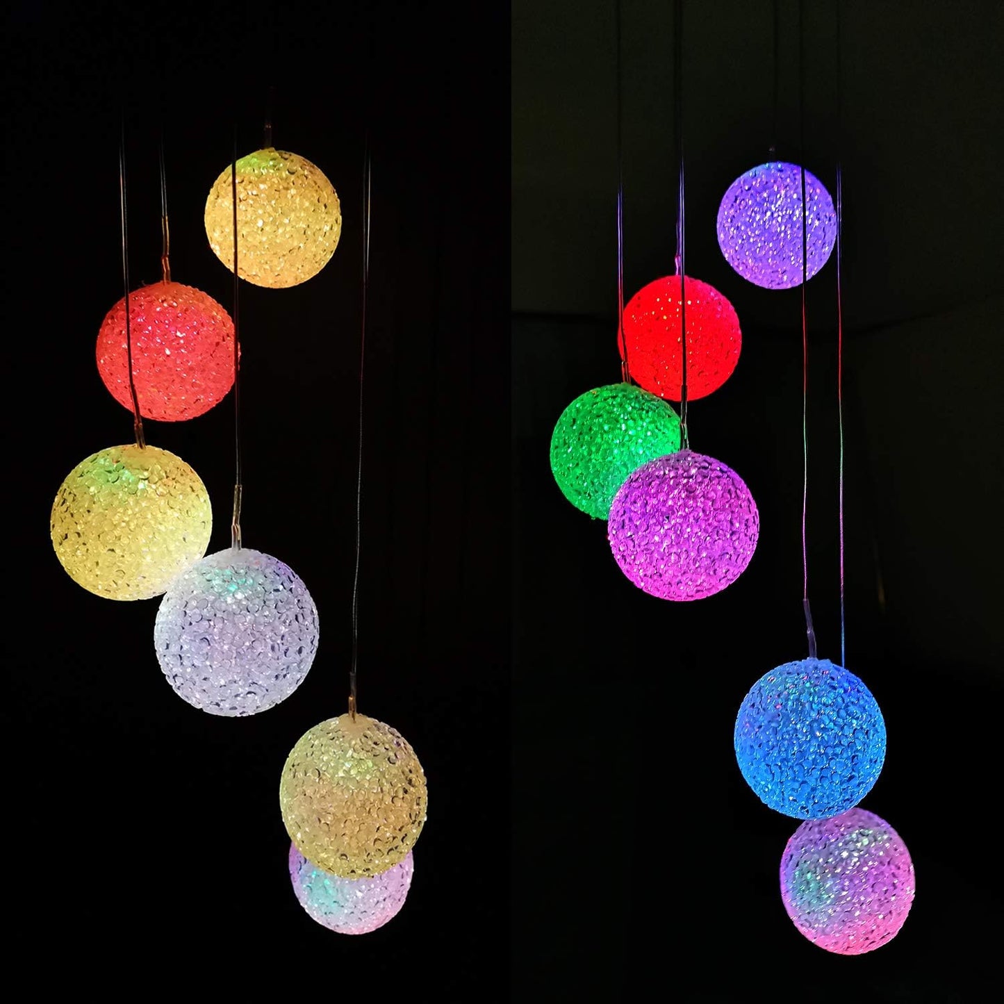 Solar Wind Chime Outside Color Changing Ball Wind Chimes, LED Mobile Solar Lamp for Mom Grandma Waterproof Outdoor Lights for Garden Patio Party Yard Window Decorations