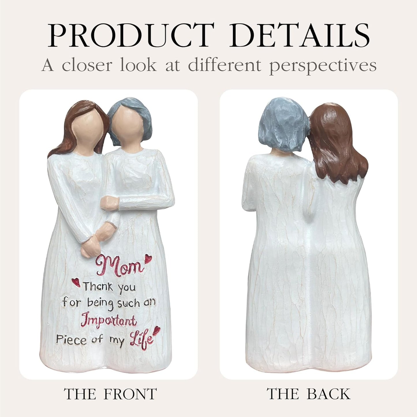 Mom Birthday Gifts, Mom and Daughter Figurine, Gifts for Mom from Daughter for Mother’s Day Anniversary Birthday Christmas, Sculpted Hand-Painted Statues