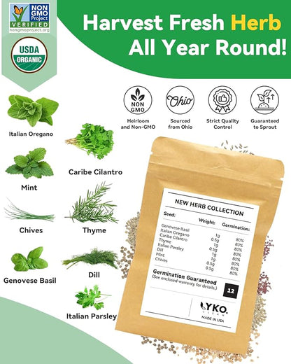 Gourmet Herb Seed Pod Kit Compatible with AeroGarden, idoo, Ahopegarden, Gardencube with Basil, Parsley, Thyme, Mint, Cilantro, Dill, Oregano, Chives - Compatible with All Hydroponics(16-Pod)