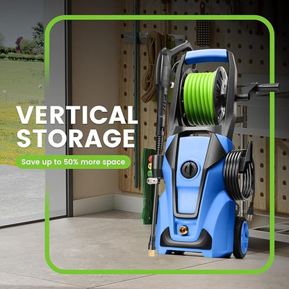 Electric Pressure Washer Adjustable 5000PSI 4.0 GPM Power Washers Electric Powered with 33ft Hose Reel, 4 Nozzle and Foam Cannon, Powerwashers Cleaner Machine for Home, Cars, Patio, Blue