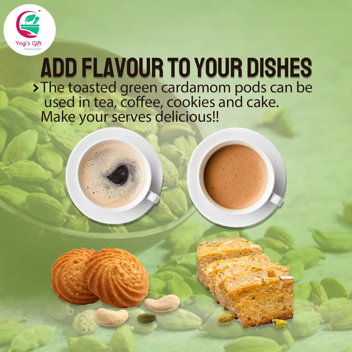 Indian GREEN CARDAMOM Pods Whole | Cardamom bulk 1 lb | Flavourful Indian Spice | Semillas de Cardamomo | by Yogi's Gift ®