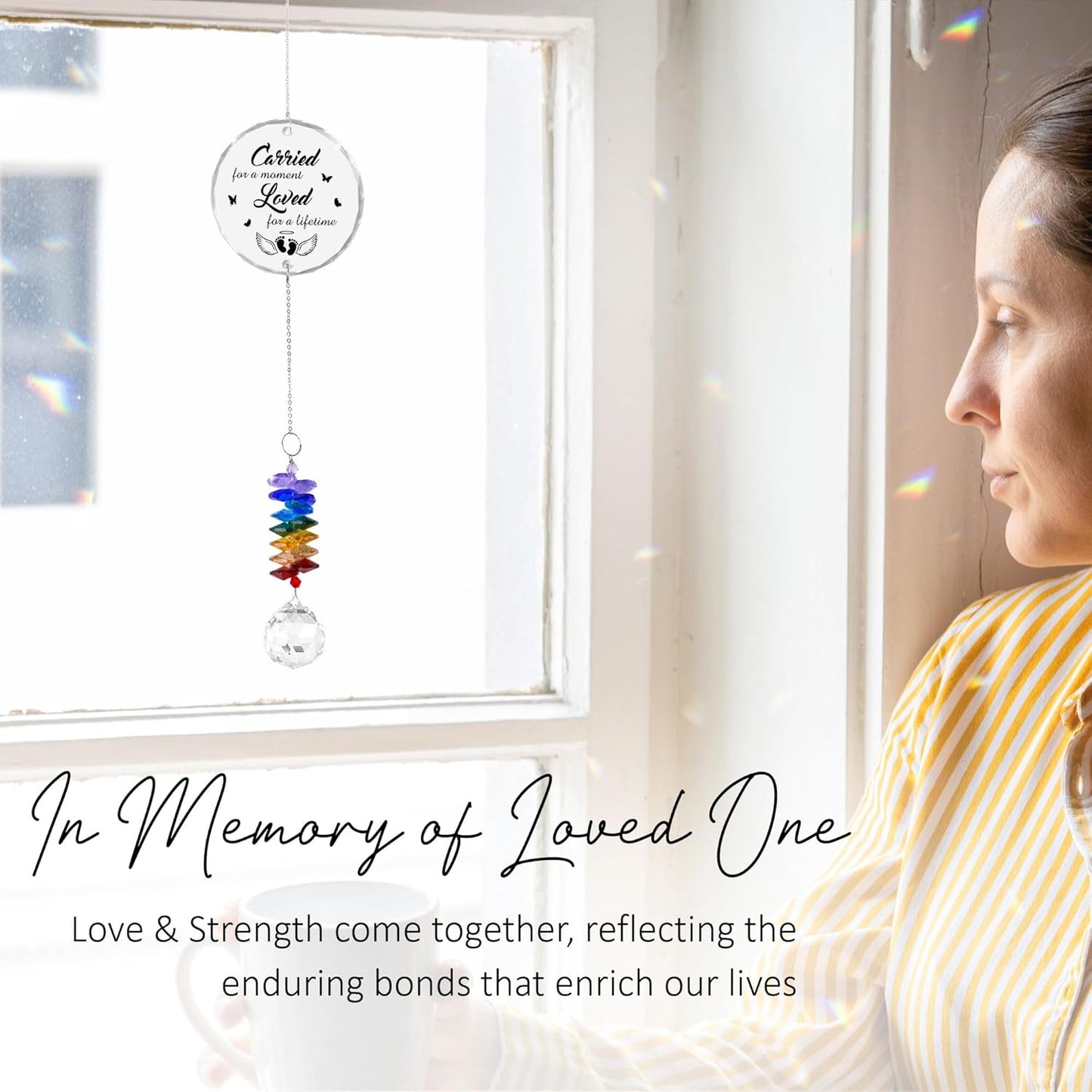 Glass Ornament Suncatcher - Infant Loss Gift - Sympathy Gift for Loss of Loved One - Memorial Ornaments - Heaven Keepsake - Daily Remembrance - Grieving Gifts for Mom, Sisters, Friends