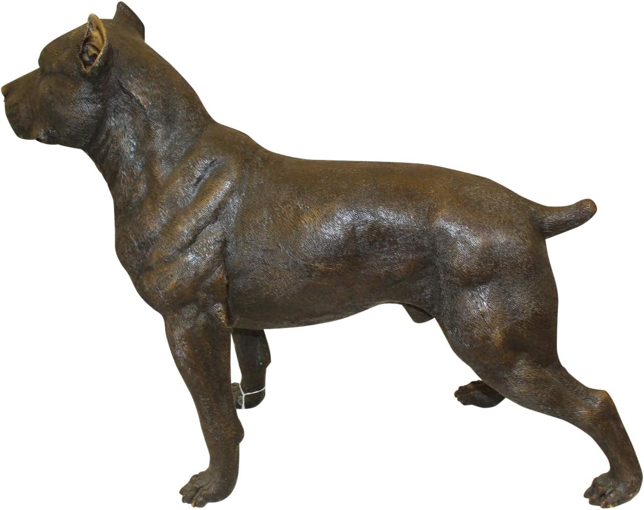 Pit Bull Dog Bronze Statue, Heston Metal Garden Sculpture - Perfect for Dog Lovers, Elegant Outdoor Decor for Home & Garden, Stunning Artwork, 33" L x 11" W x 26" H