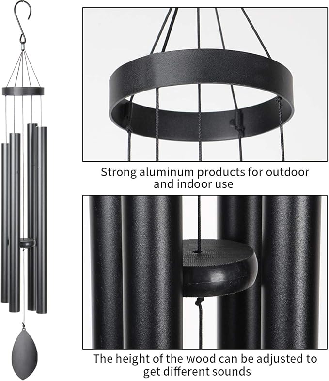 Large Wind Chimes Outside Deep Tone,44" Memorial Wind Chimes Outdoor with 4 Heavy Tubes Soothing Melody Sympathy Gift for Mom Patio Hanging Decor