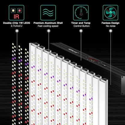 SZHLUX 800W LED Grow Light 7×7ft with Timer and Temp Control, Full Spectrum UV&IR Grow Lamp with 2304 Diodes, Sunlight Plant Light for Seedling Veg and Bloom Grow Light Fixtures