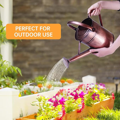 Metal Watering Can for Outdoor Plants, 1 Gallon Galvanized Steel Watering Can with Removable spout for Outdoor & Indoor Use, Perfect for Garden Flower, Houseplants, Copper