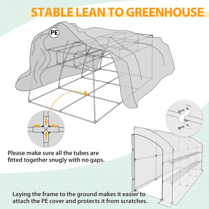 EAGLE PEAK 3 Tier Lean to Portable Greenhouse, Heavy-Duty Indoor & Outdoor Garden with Wire Shelves, 2 Roll-Up Zipper Doors, Easy Assembly, 120"x60"x84" Clear/Green PE Cover