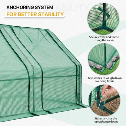 EAGLE PEAK Tunnel Greenhouse Garden Green House with Roll-Up Zipper Doors, Portable, 71"x36"x36", Clear/Green PE Cover