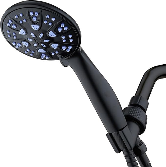 AquaDance Antimicrobial/Anti-Clog High-Pressure 6-setting Hand Shower with Nozzle Protection from Growth of Mold, Mildew & Bacteria for Stronger Shower! - Sunset Blue