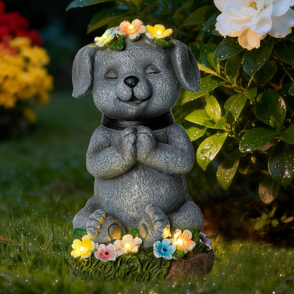 Solar Dog Figurines Garden Decor