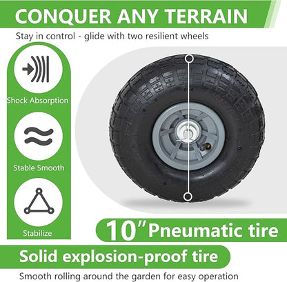 FDW Garden Hose Reel Cart, Water Hose Cart with 4 Wheels, Hold Up to 300 ft of 5/8’’ Hose，Heavy Duty Powder-Coated Steel Planting with Storage Basket, for Garden, Yard and Lawn